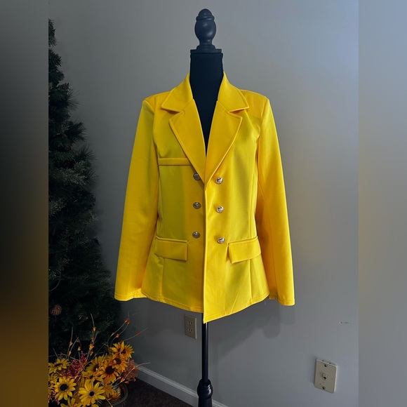 H&M Jackets & Blazers - Vibrant Yellow Blazer with Gold Buttons